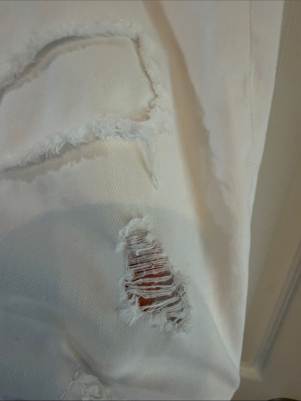 Tribal White Boyfriend Distressed Jeans with Metal Button - Picture 4 of 11